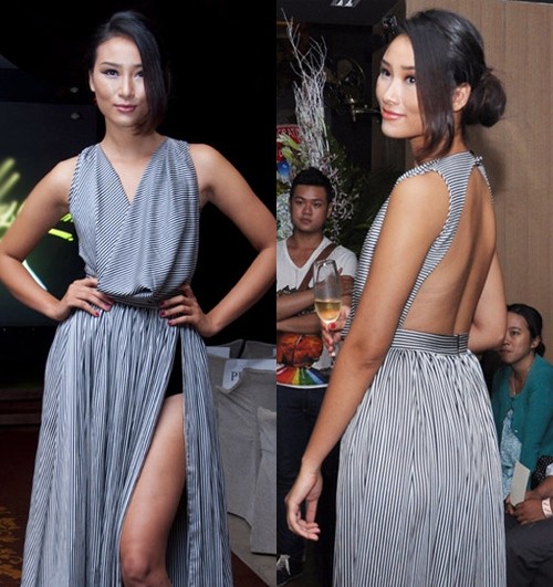 Quán quân Vietnam's Next Top Model 2010 Huyền Trang có vẻ không hợp với "thời trang khoe lưng". Lưng của cô không được nõn nà, thêm phần bắp tay to và vòng 2 không hề thon gọn.